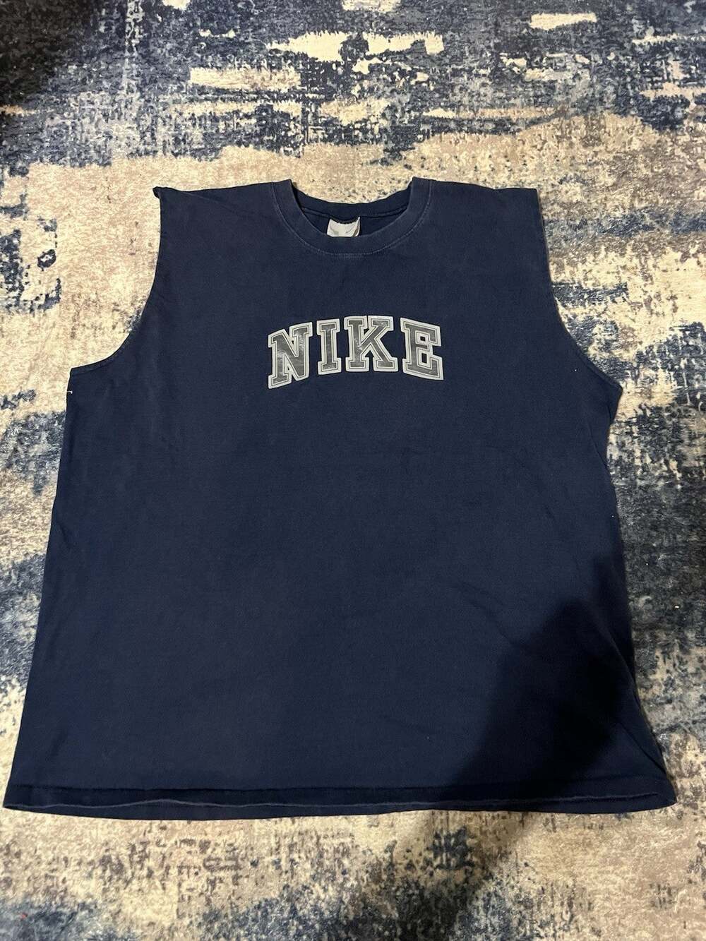 Size XL- VTG Nike Grey And Blue Y2K Sleeveless Tank Top Workout Muscle Shirt